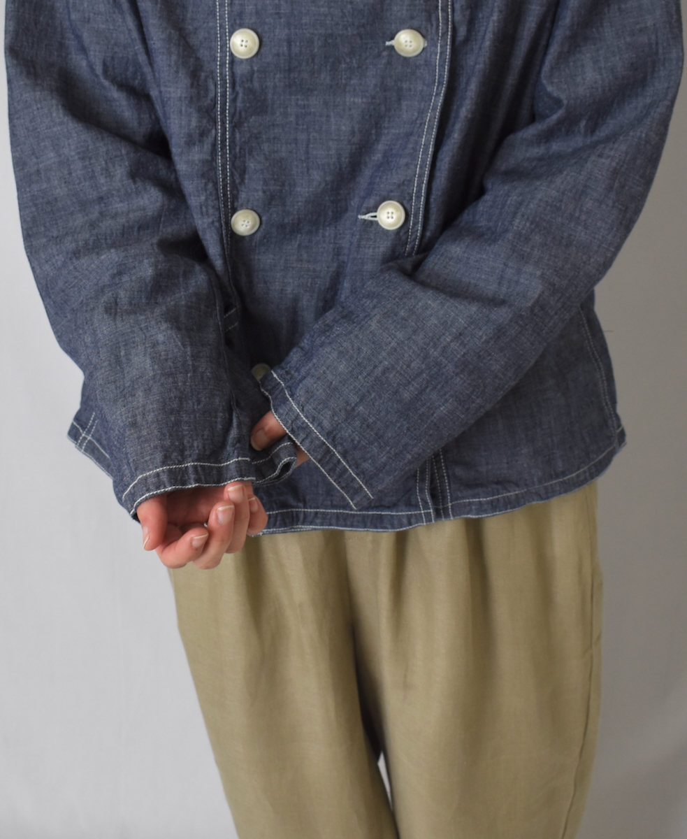 ISNAM2402CB(ジャケット) NAVY CHAMBRAY ROUND COLLAR DOUBLE JACKET