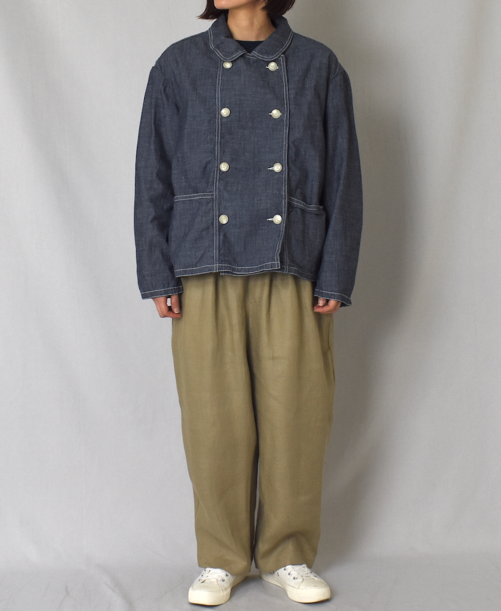 ISNAM2402CB(ジャケット) NAVY CHAMBRAY ROUND COLLAR DOUBLE JACKET