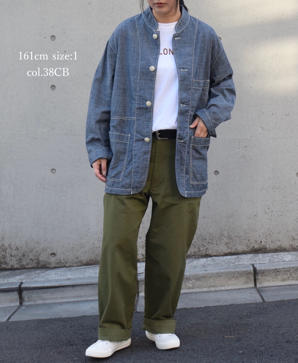 ISNAM2501CB(ジャケット) NAVY CHAMBRAY BANDED COLLAR JACKET