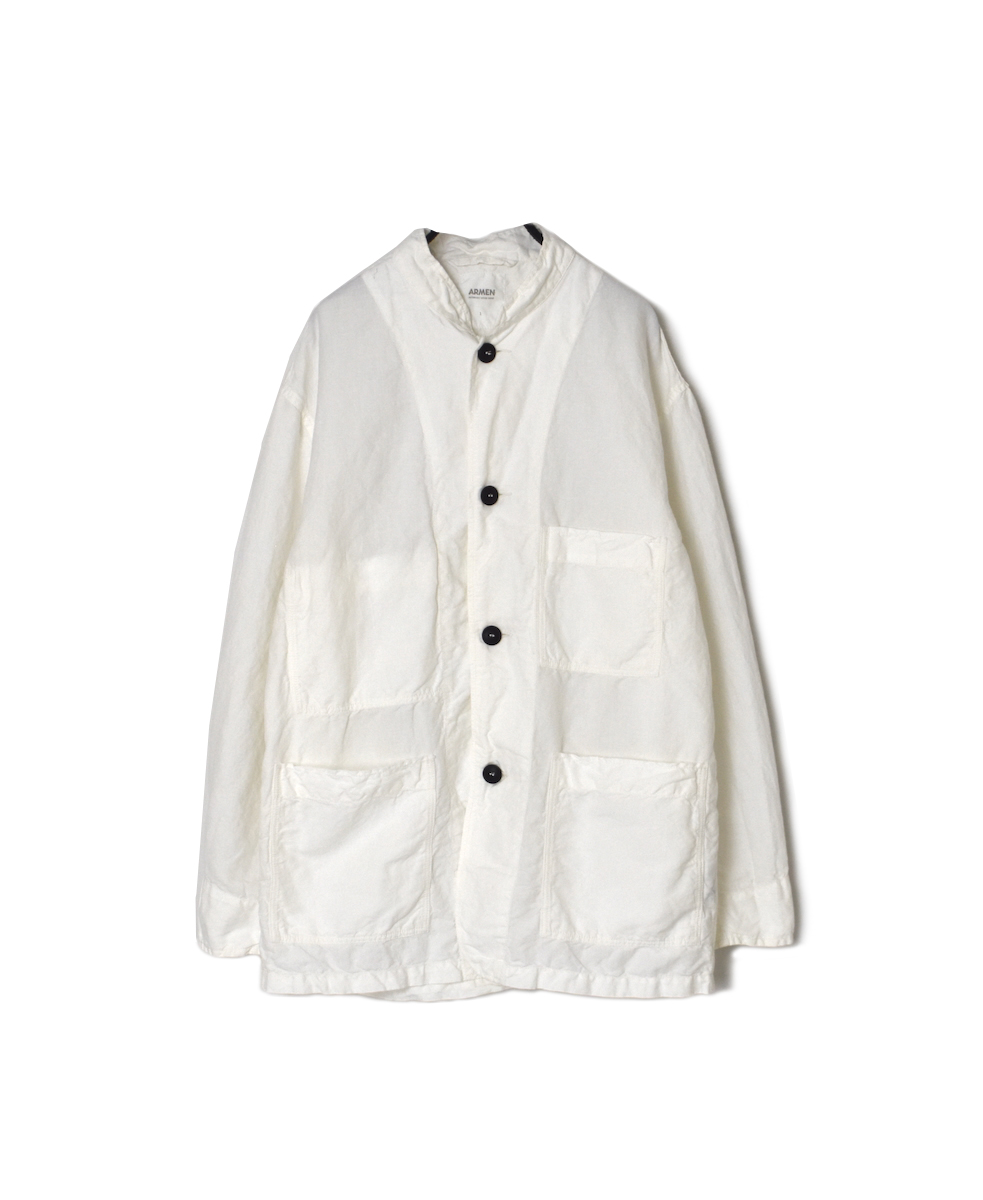 ISNAM2501D(ジャケット) COTTON LINEN OVERDYE BANDED COLLAR JACKET