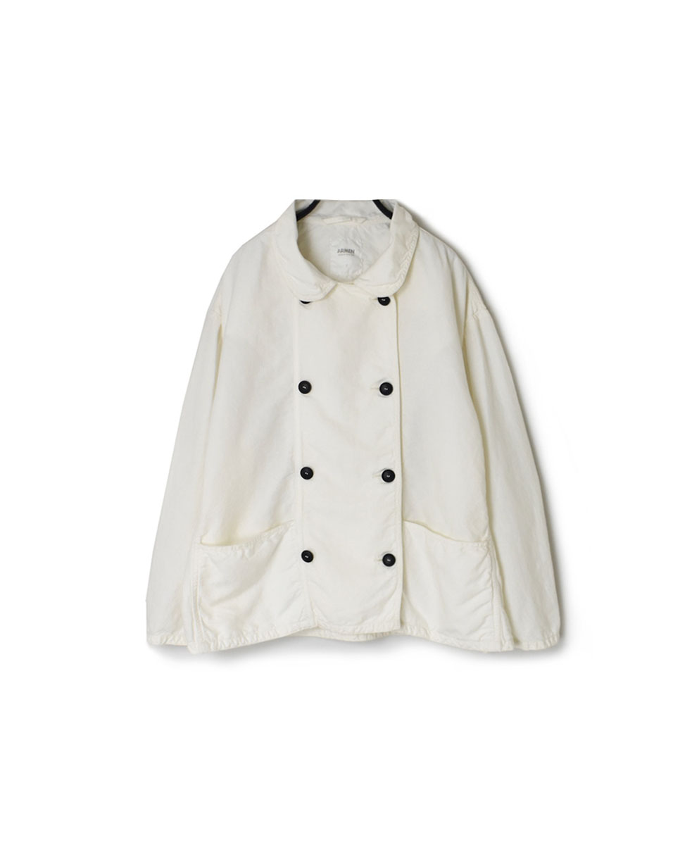 ISNAM2402D(ジャケット) COTTON LINEN OVERDYE ROUND COLLAR DOUBLE JACKET