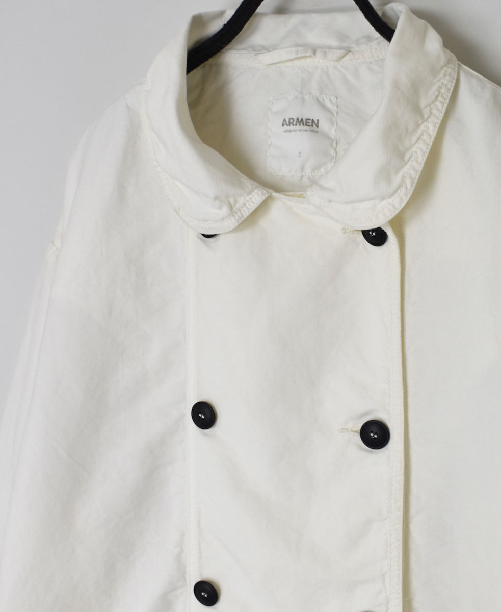 ISNAM2402D(ジャケット) COTTON LINEN OVERDYE ROUND COLLAR DOUBLE JACKET