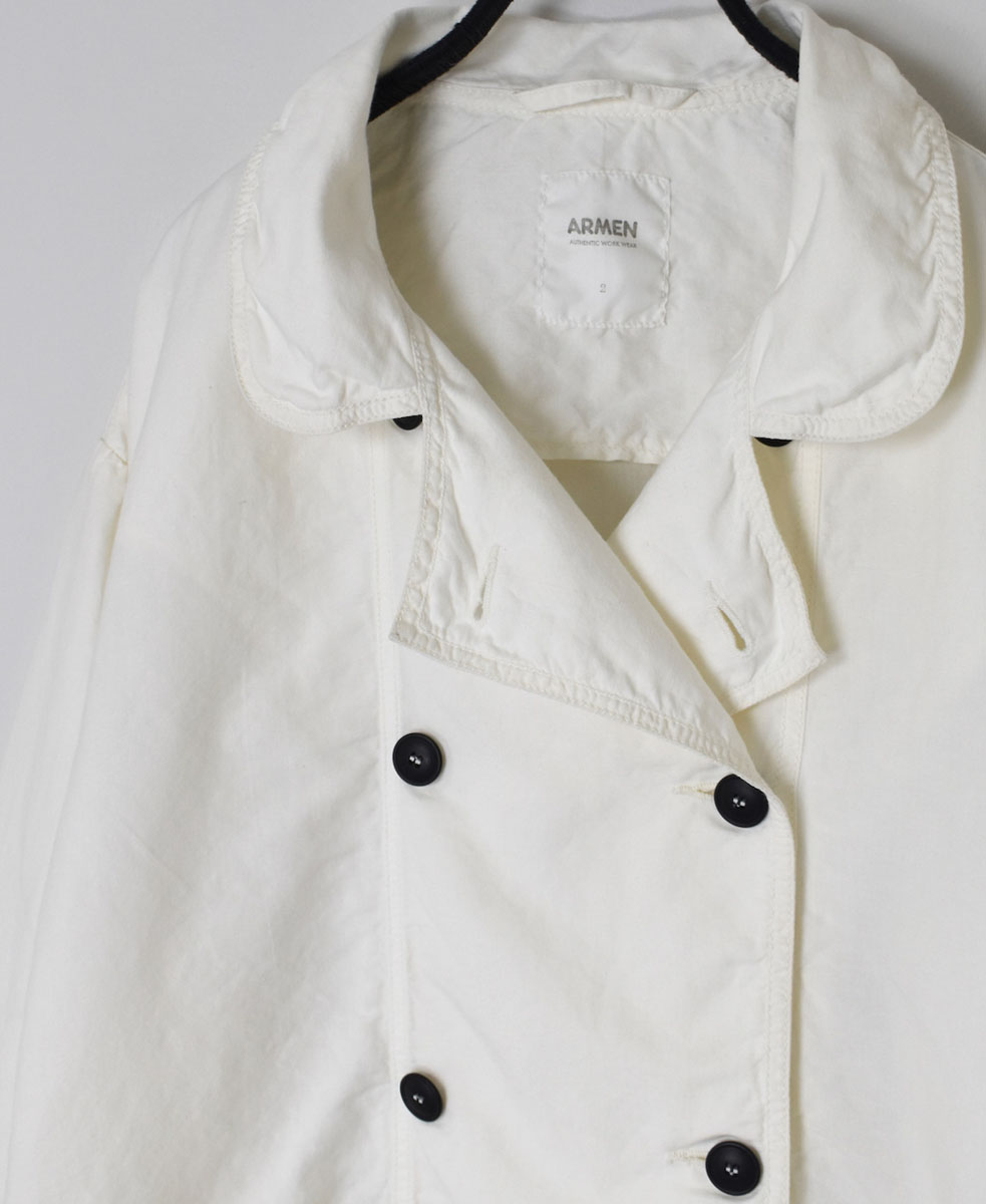 ISNAM2402D(ジャケット) COTTON LINEN OVERDYE ROUND COLLAR DOUBLE JACKET