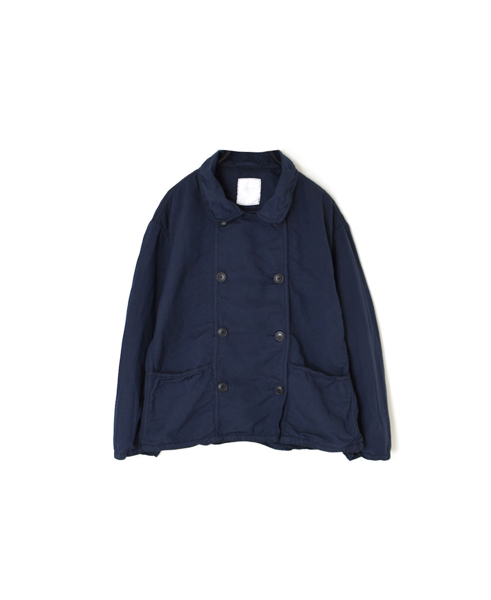 ISNAM2402D(ジャケット) COTTON LINEN OVERDYE ROUND COLLAR DOUBLE JACKET