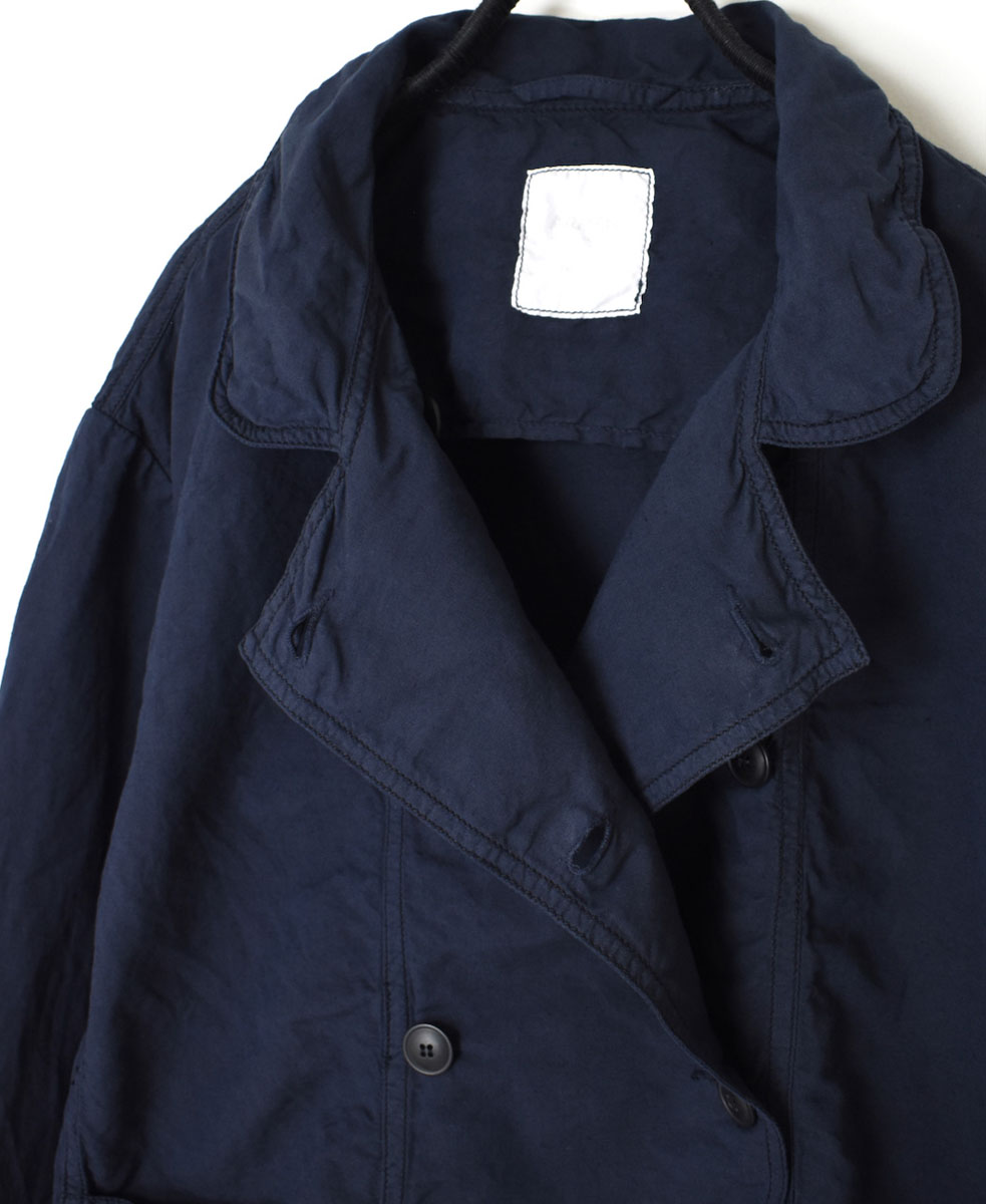 ISNAM2402D(ジャケット) COTTON LINEN OVERDYE ROUND COLLAR DOUBLE JACKET