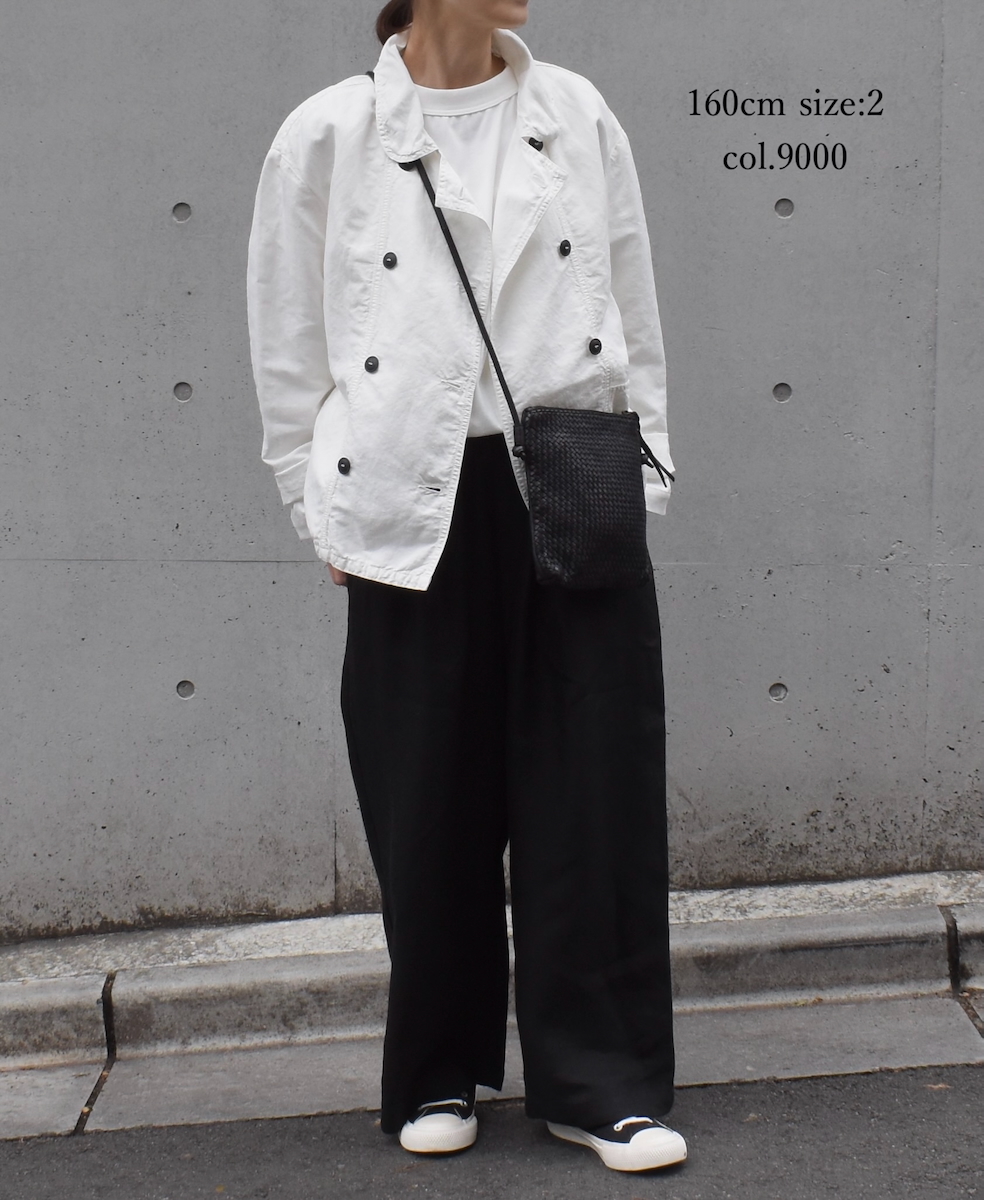 ISNAM2402D(ジャケット) COTTON LINEN OVERDYE ROUND COLLAR DOUBLE JACKET