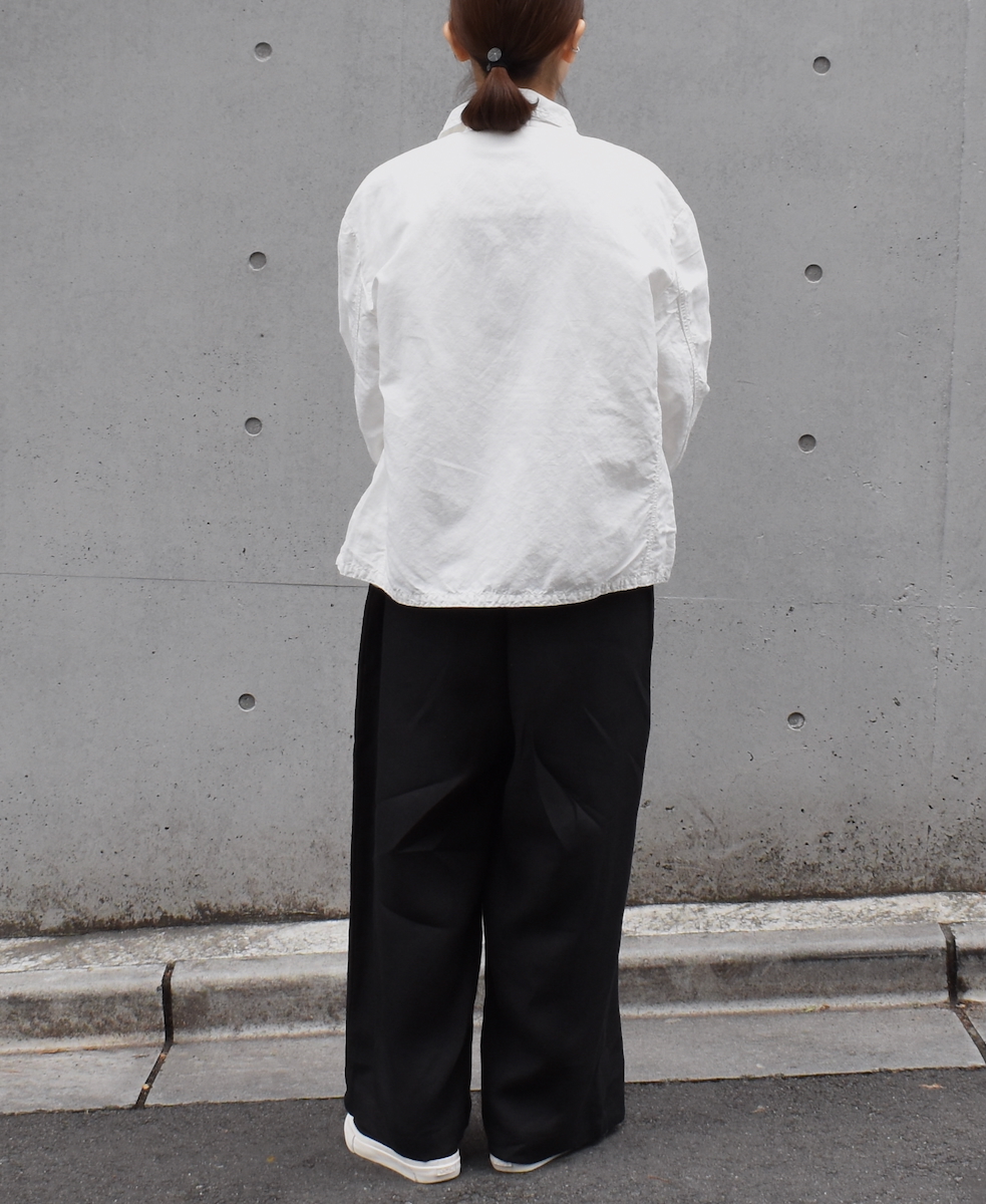 ISNAM2402D(ジャケット) COTTON LINEN OVERDYE ROUND COLLAR DOUBLE JACKET