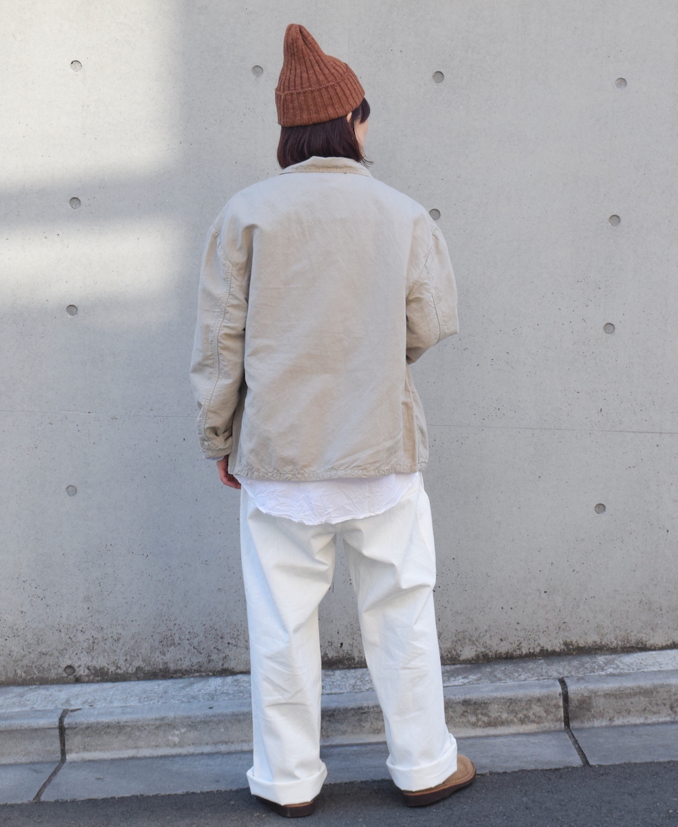 ISNAM2402D(ジャケット) COTTON LINEN OVERDYE ROUND COLLAR DOUBLE JACKET