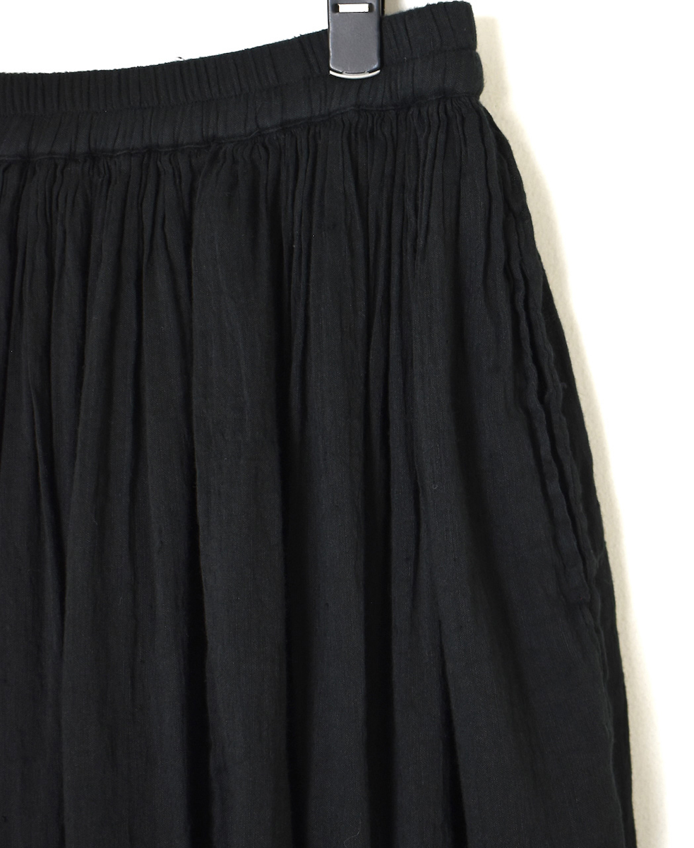 INMDS25015D(スカート) AUTO LOOM COTTON/LINEN PLAIN(OVERDYE) GATHERED SKIRT