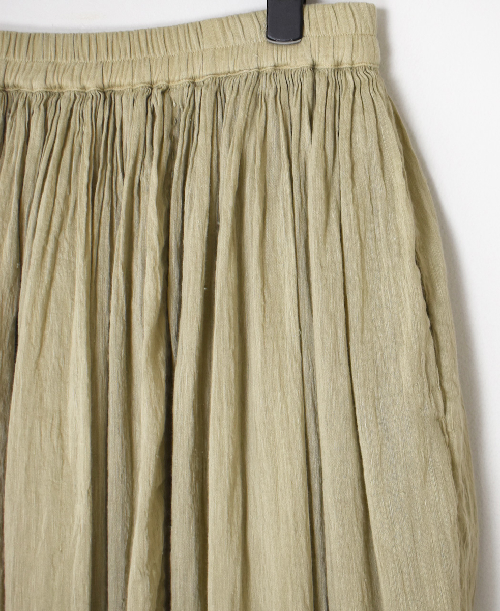 INMDS25015D(スカート) AUTO LOOM COTTON/LINEN PLAIN(OVERDYE) GATHERED SKIRT