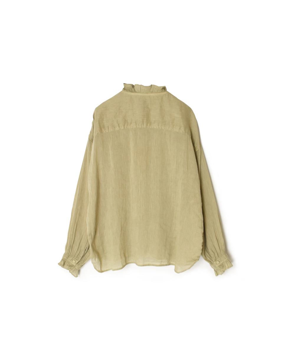 INMDS25013D(シャツ) AUTO LOOM COTTON/LINEN PLAIN(OVERDYE) FRILL COLLAR SHIRT