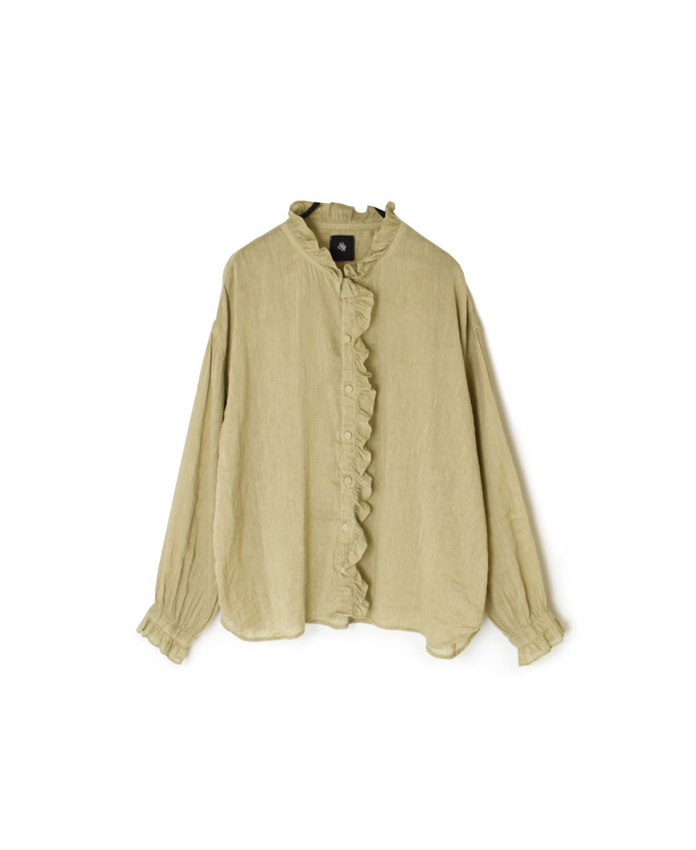 INMDS25013D(シャツ) AUTO LOOM COTTON/LINEN PLAIN(OVERDYE) FRILL COLLAR SHIRT