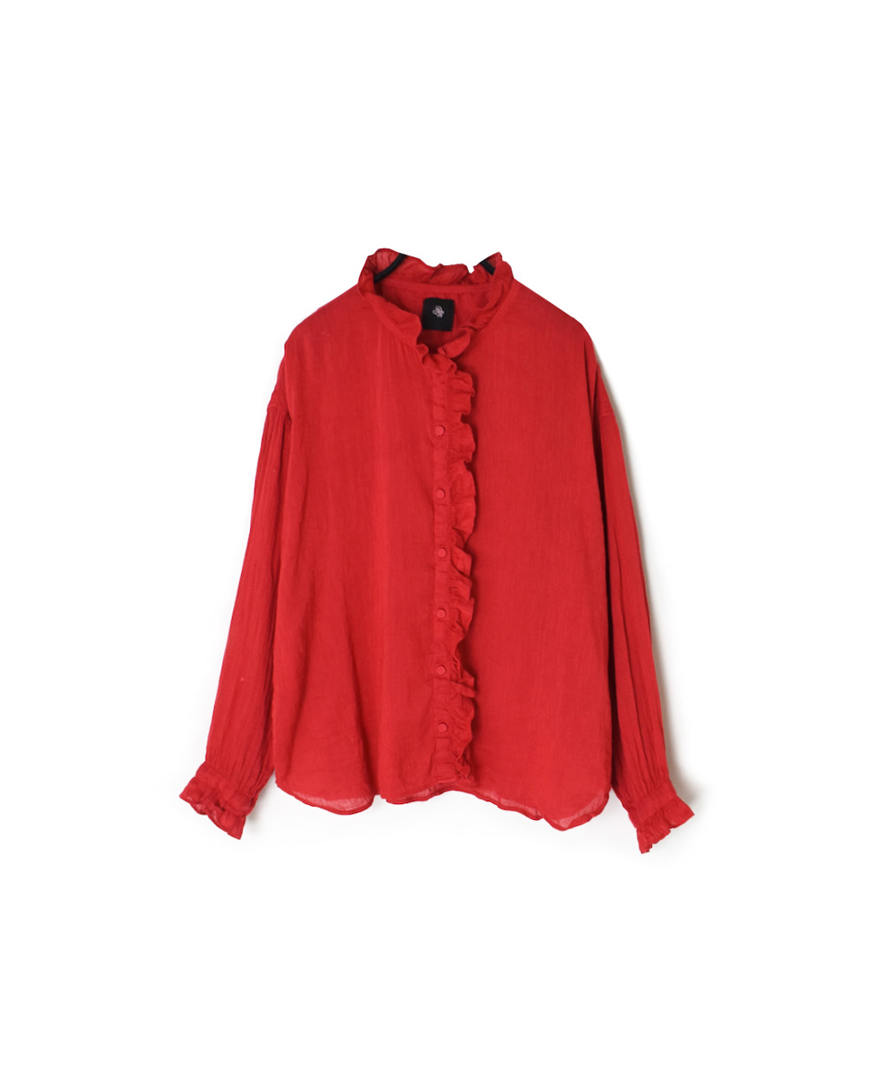 INMDS25013D(ワンピース) AUTO LOOM COTTON/LINEN PLAIN(OVERDYE) FRILL COLLAR SHIRT