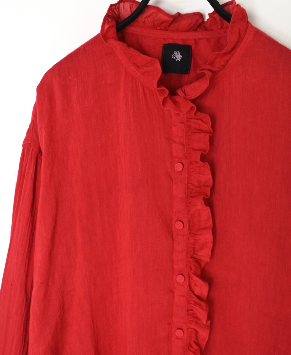 INMDS25013D(シャツ) AUTO LOOM COTTON/LINEN PLAIN(OVERDYE) FRILL COLLAR SHIRT