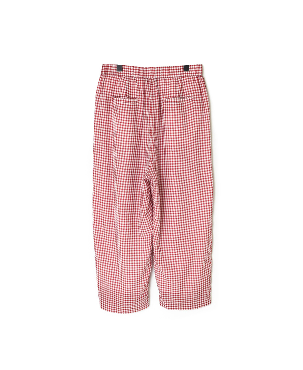 INMDS25025(パンツ) HANDWOVEN COTTON/SILK GINGHAM CHECK 2TUCK TAPERED EASY PANTS