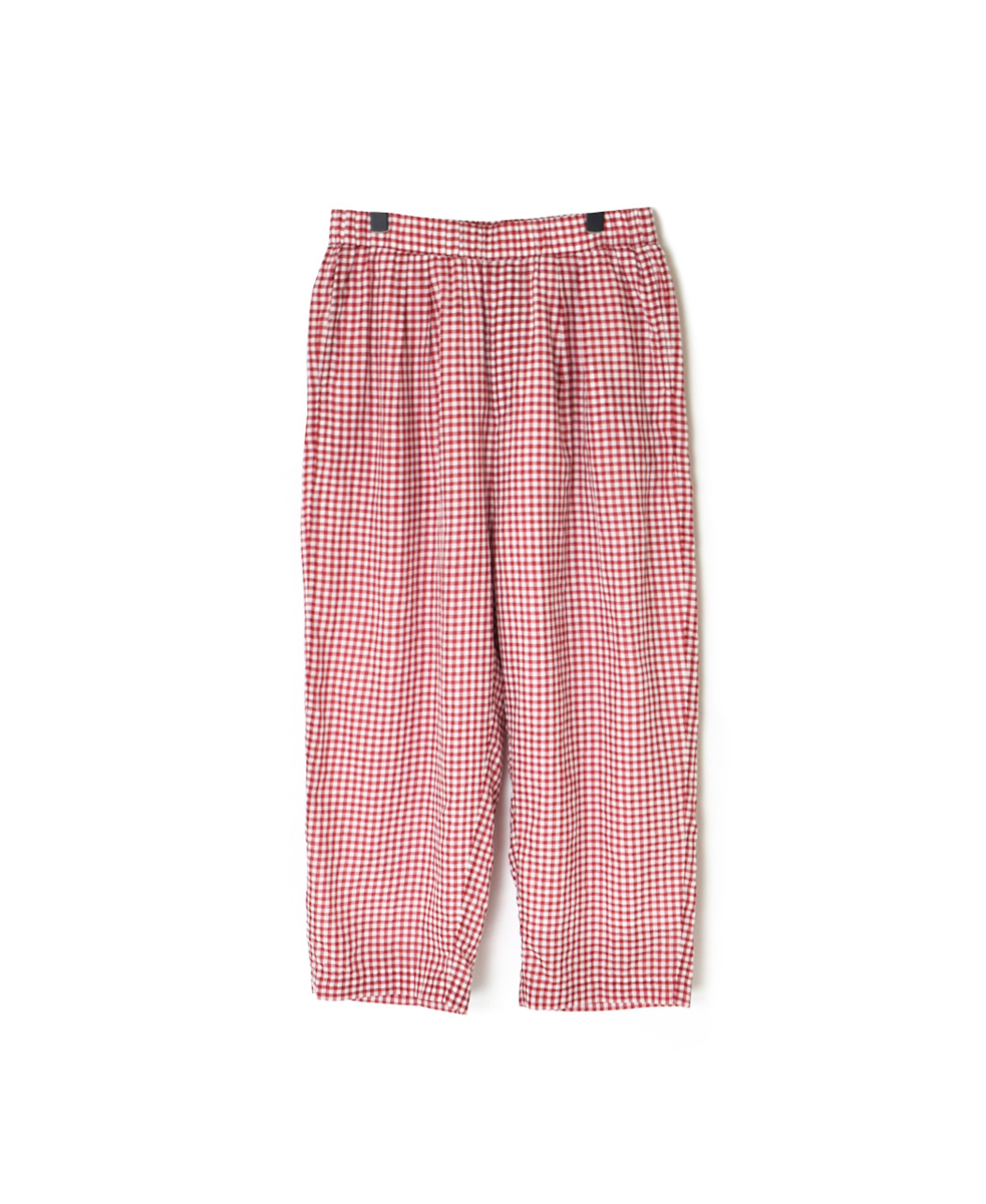 INMDS25025(パンツ) HANDWOVEN COTTON/SILK GINGHAM CHECK 2TUCK TAPERED EASY PANTS