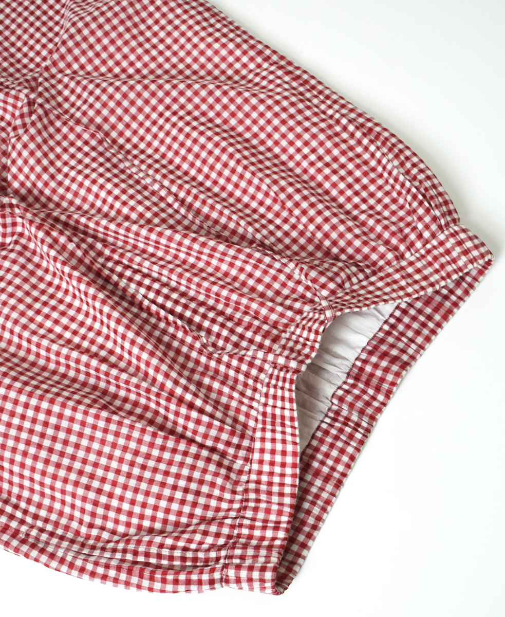 INMDS25025(パンツ) HANDWOVEN COTTON/SILK GINGHAM CHECK 2TUCK TAPERED EASY PANTS