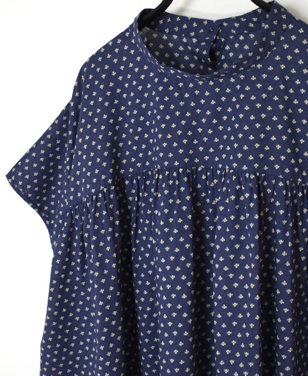 NSL25102(シャツ) 80s COTTON VOILE SMALL FLOWER PRINT BACK OPENING STAND COLLAR SHIRT