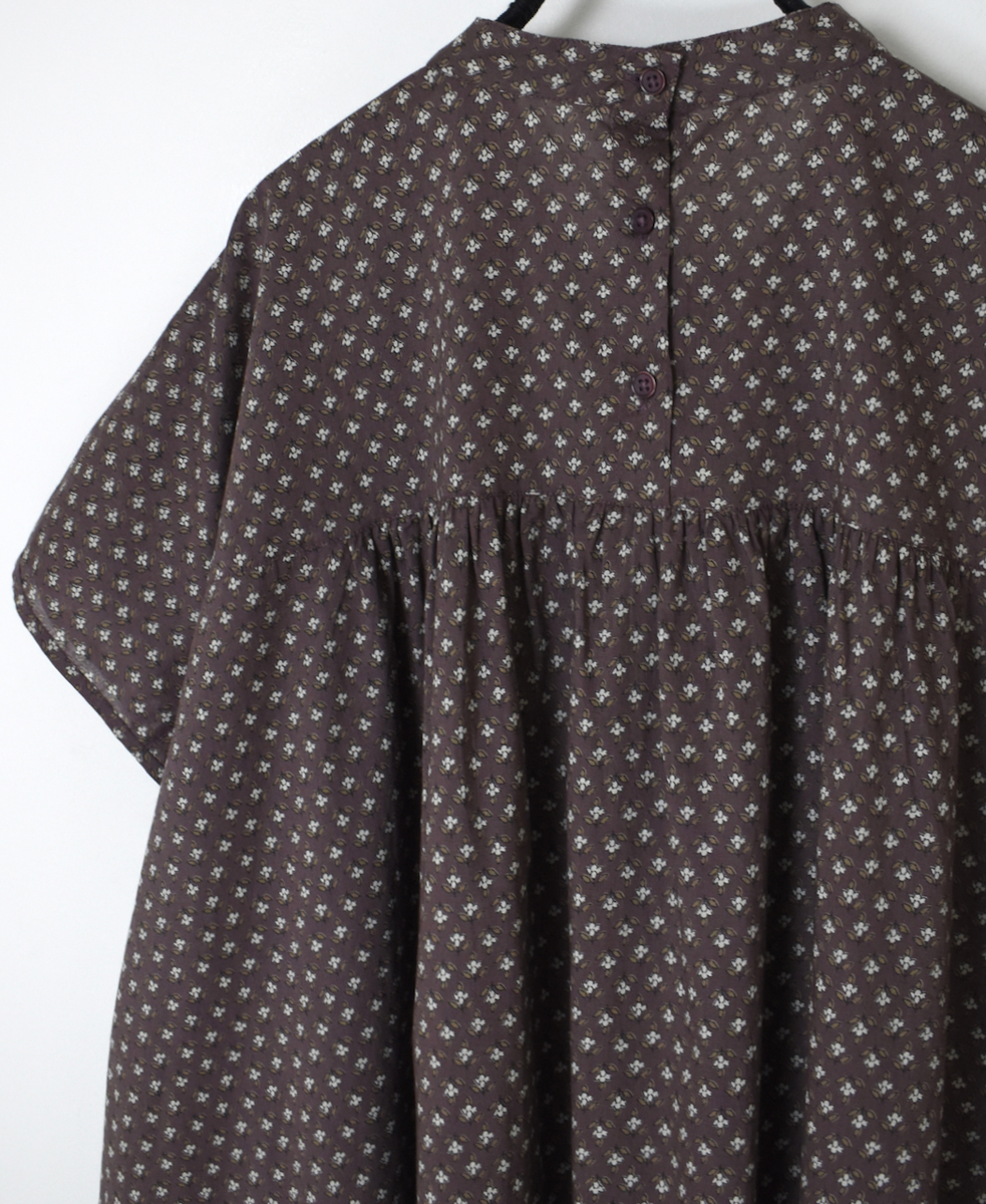 NSL25102(シャツ) 80s COTTON VOILE SMALL FLOWER PRINT BACK OPENING STAND COLLAR SHIRT