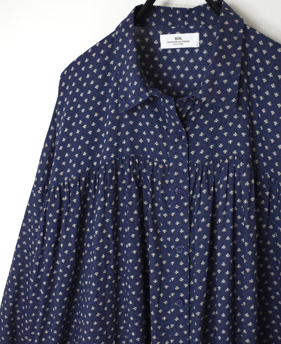 NSL25103(ワンピース) 80s COTTON VOILE SMALL FLOWER PRINT GATHERED SHIRT DRESS