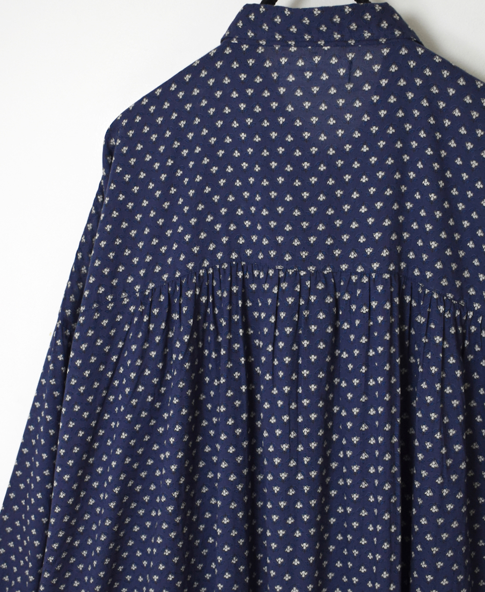 NSL25103(ワンピース) 80s COTTON VOILE SMALL FLOWER PRINT GATHERED SHIRT DRESS