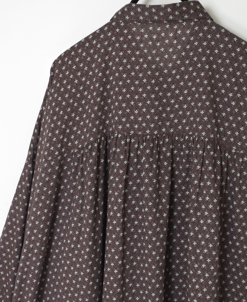 NSL25103(ワンピース) 80s COTTON VOILE SMALL FLOWER PRINT GATHERED SHIRT DRESS