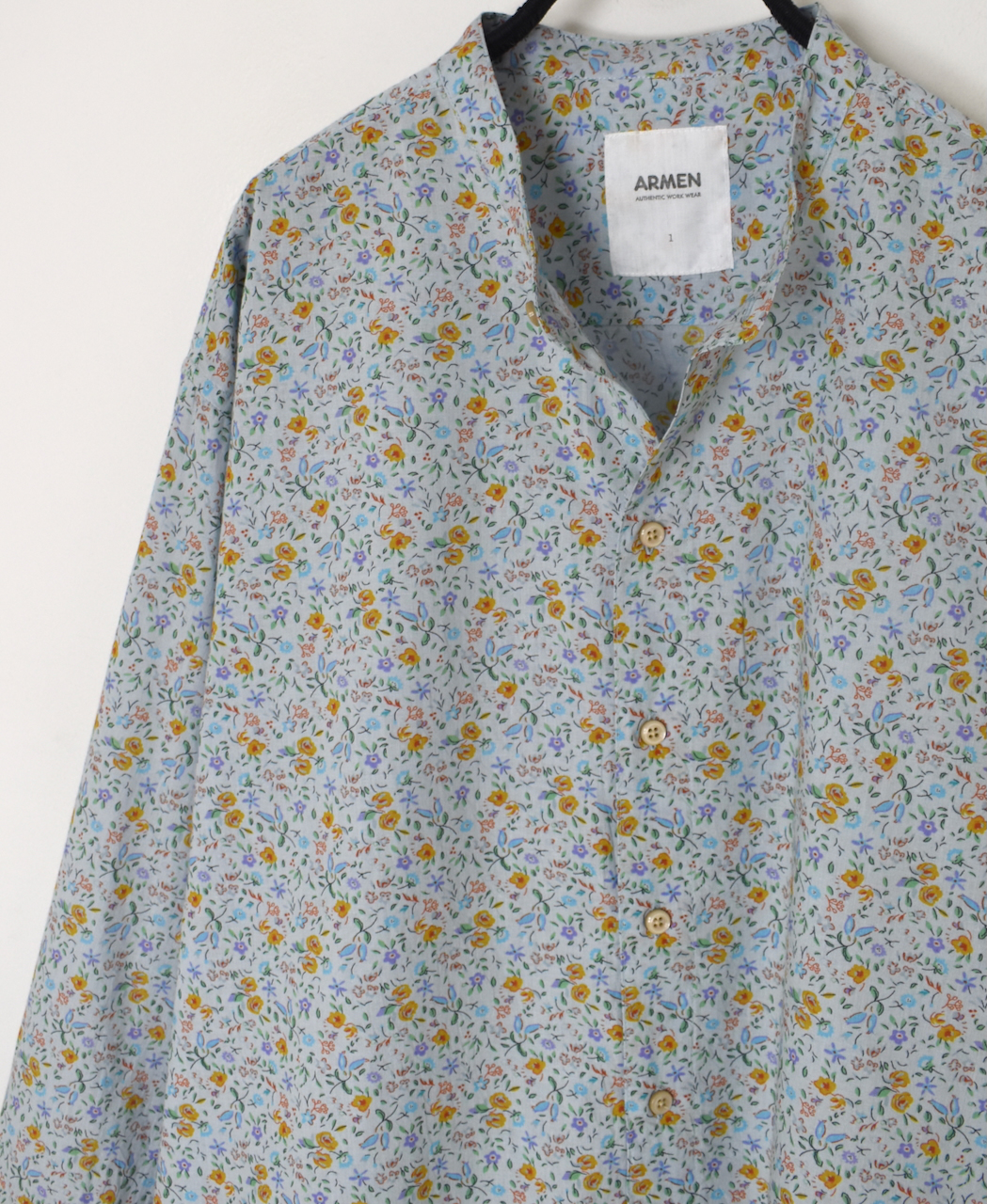 INAM2511FD(シャツ) COTTON FLOWER PRINT UTILITY BANDED COLLAR SHIRT