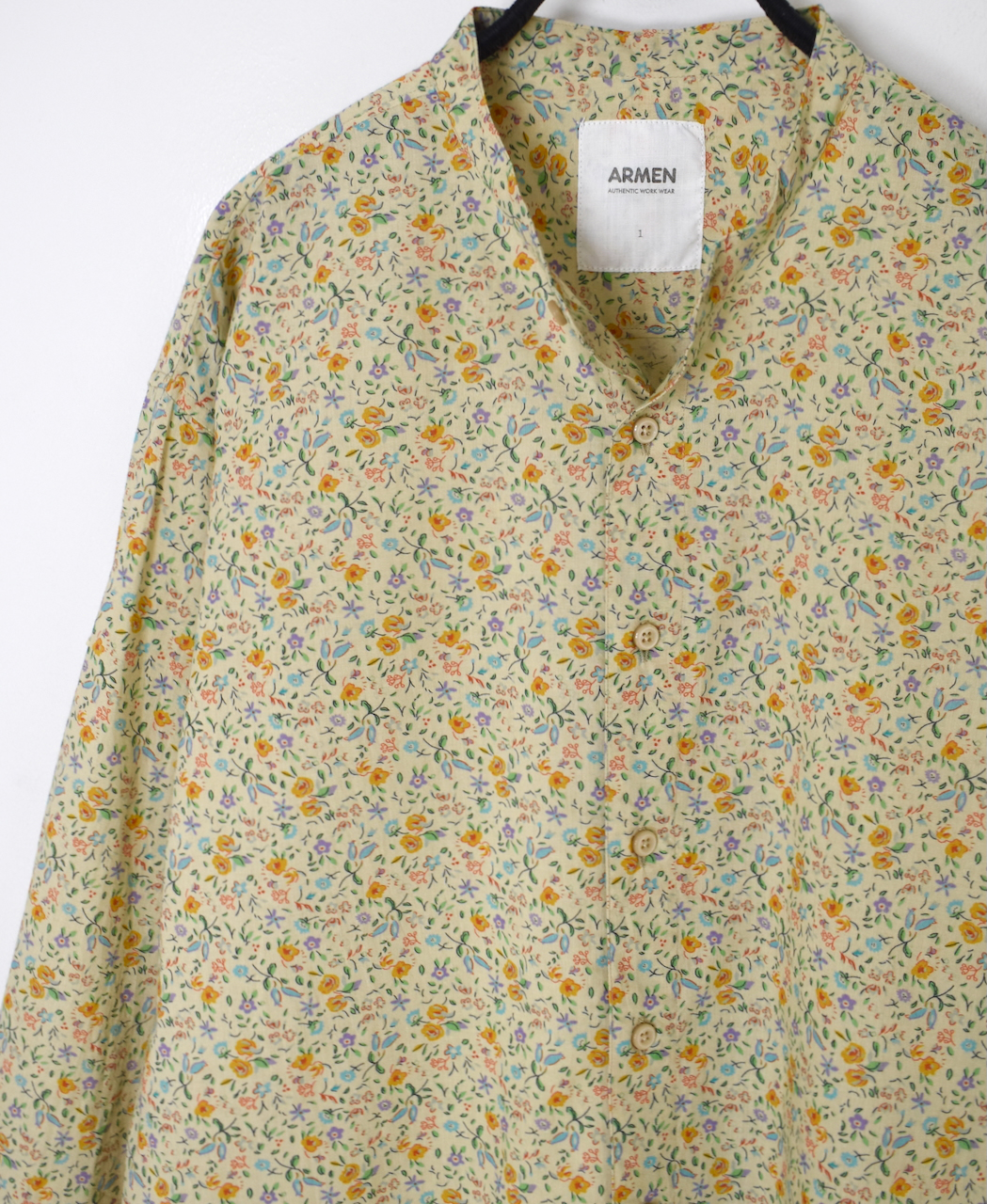 INAM2511FD(シャツ) COTTON FLOWER PRINT UTILITY BANDED COLLAR SHIRT