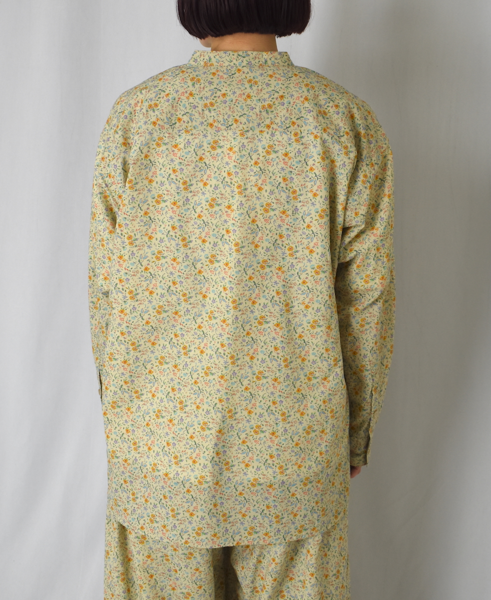 INAM2511FD(シャツ) COTTON FLOWER PRINT UTILITY BANDED COLLAR SHIRT