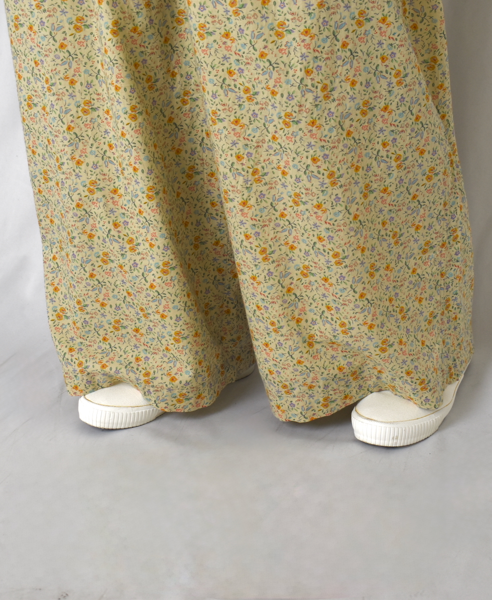 INAM2516FD(パンツ) COTTON FLOWER PRINT GATHERED EASY PANTS WITH LINING