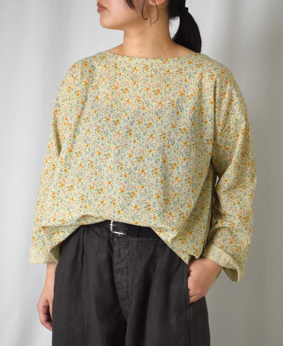 INAM2513FD(スモック) COTTON FLOWER PRINT UTILITY BOAT NECK SMOCK