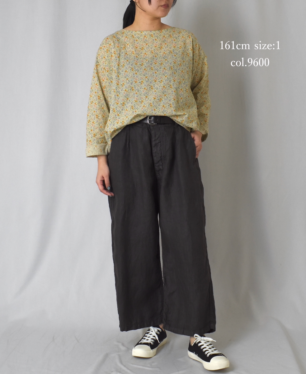 INAM2513FD(スモック) COTTON FLOWER PRINT UTILITY BOAT NECK SMOCK