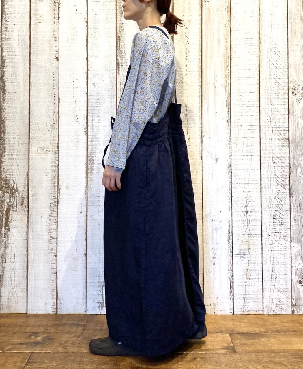 INAM2513FD(スモック) COTTON FLOWER PRINT UTILITY BOAT NECK SMOCK