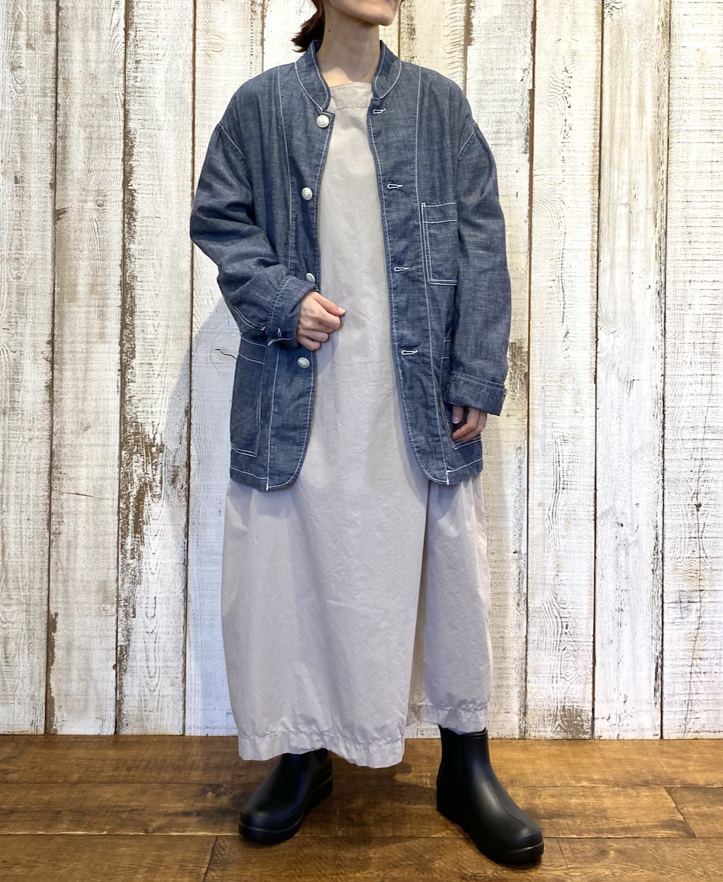 ISNAM2523D(プルオーバー) 50s POPLIN AUTOLOOM OVERDYE BOAT NECK LONG PULLOVER