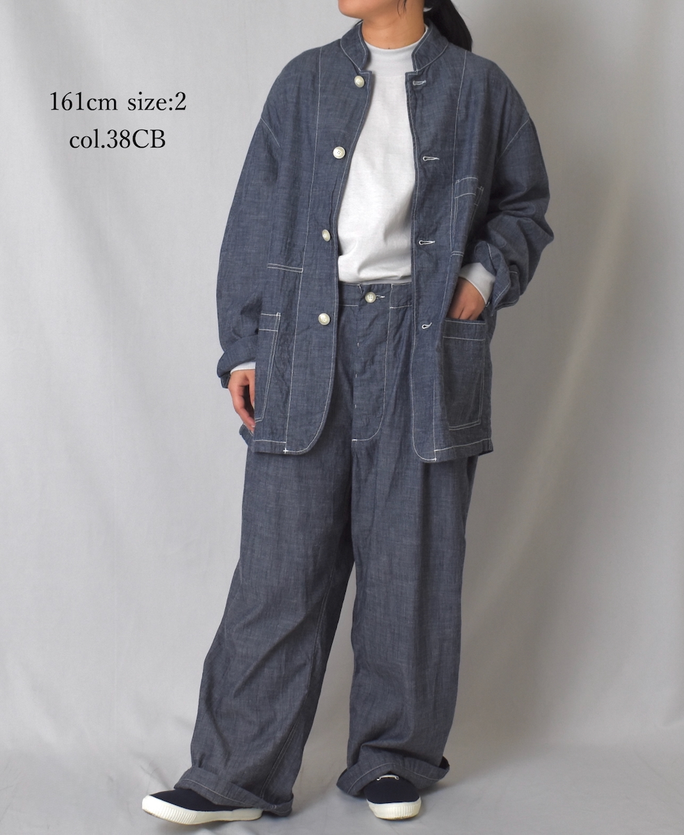 ISNAM2501CB(ジャケット) NAVY CHAMBRAY BANDED COLLAR JACKET