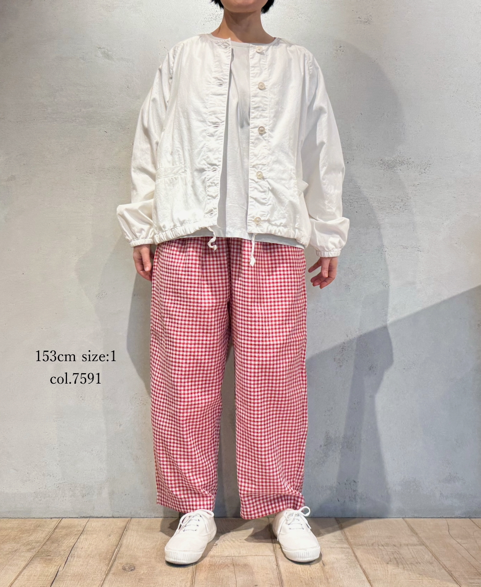 INMDS25025(パンツ) HANDWOVEN COTTON/SILK GINGHAM CHECK 2TUCK TAPERED EASY PANTS