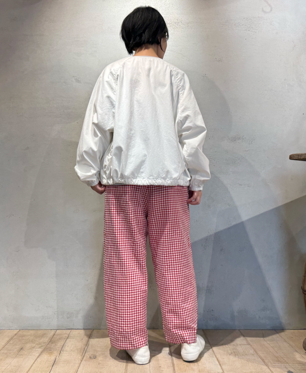 INMDS25025(パンツ) HANDWOVEN COTTON/SILK GINGHAM CHECK 2TUCK TAPERED EASY PANTS