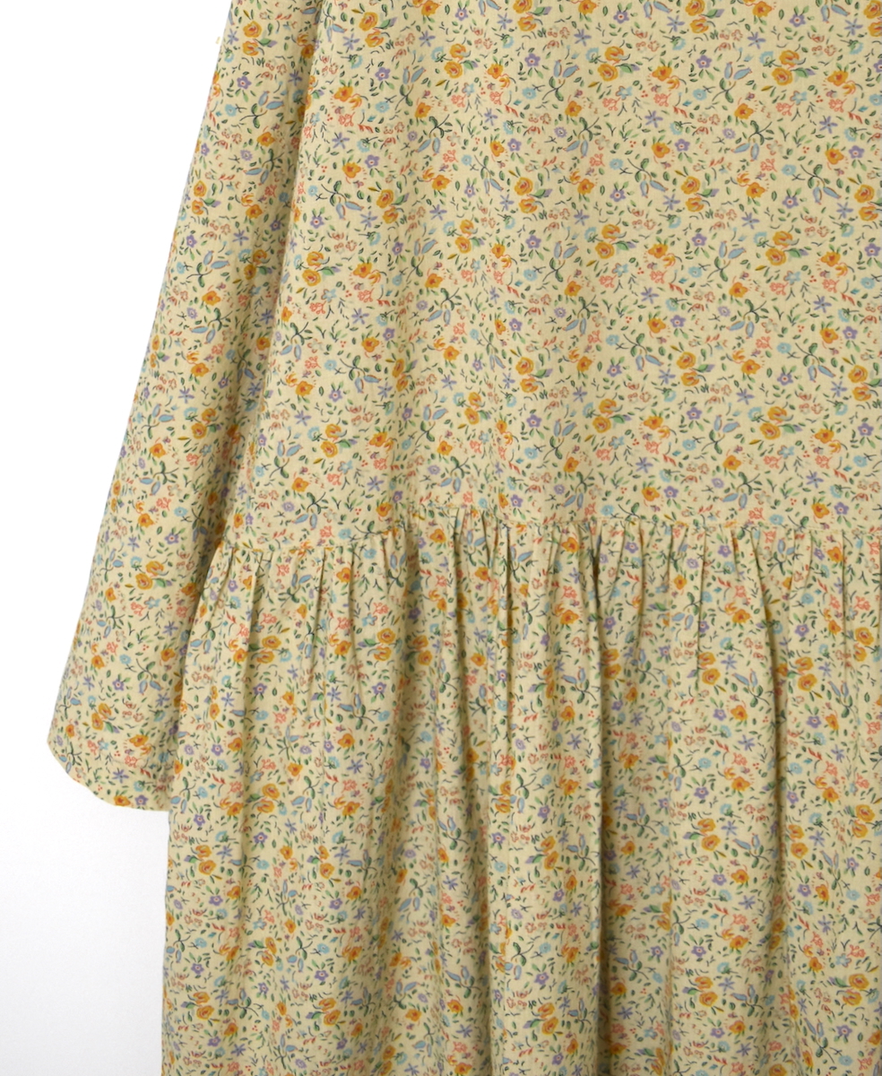 INAM2514FD(ワンピース) COTTON FLOWER PRINT BOAT NECK L/SL ONE-PIECE