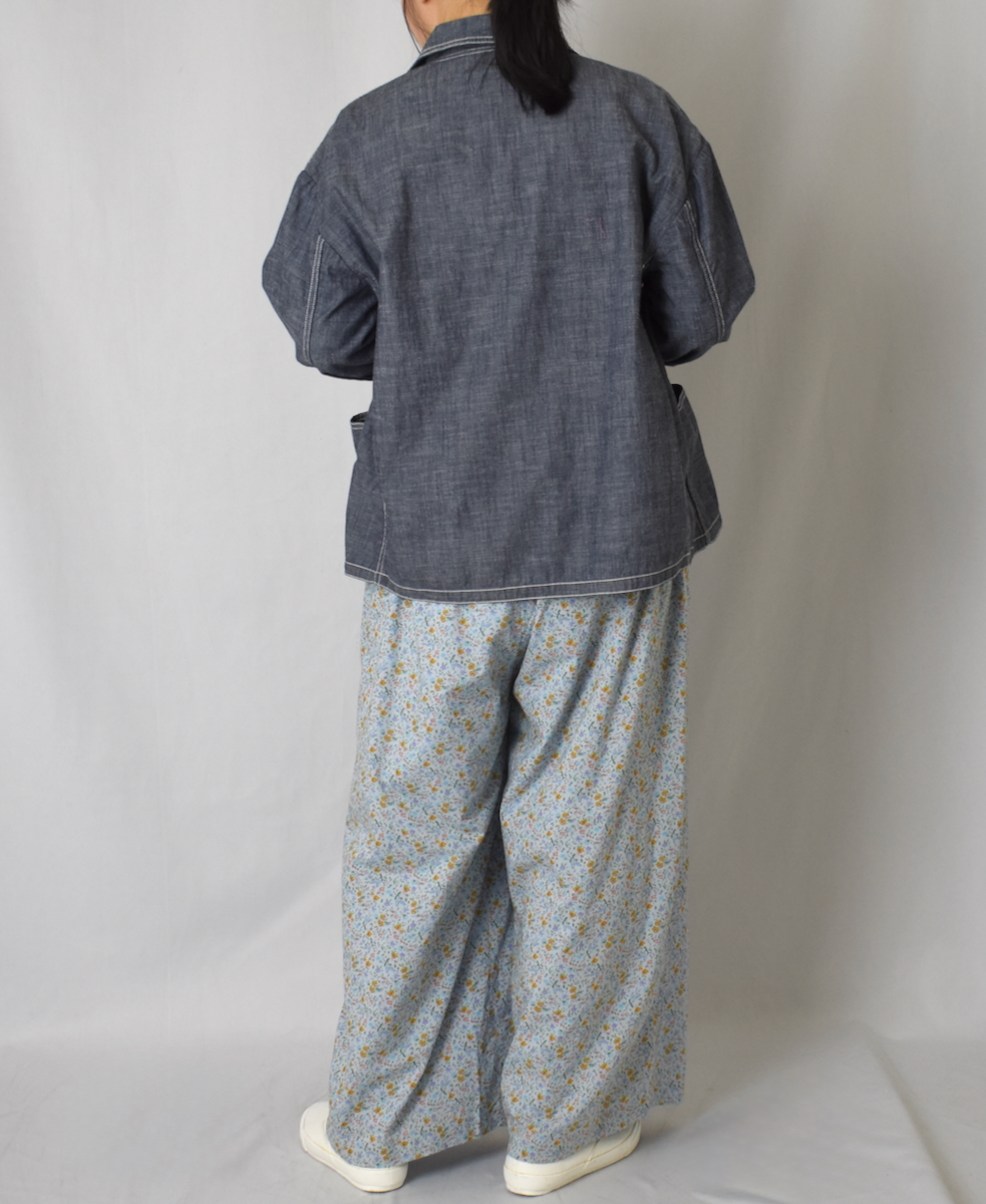 INAM2516FD(パンツ) COTTON FLOWER PRINT GATHERED EASY PANTS WITH LINING