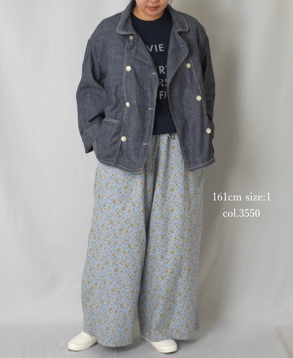 INAM2516FD(パンツ) COTTON FLOWER PRINT GATHERED EASY PANTS WITH LINING