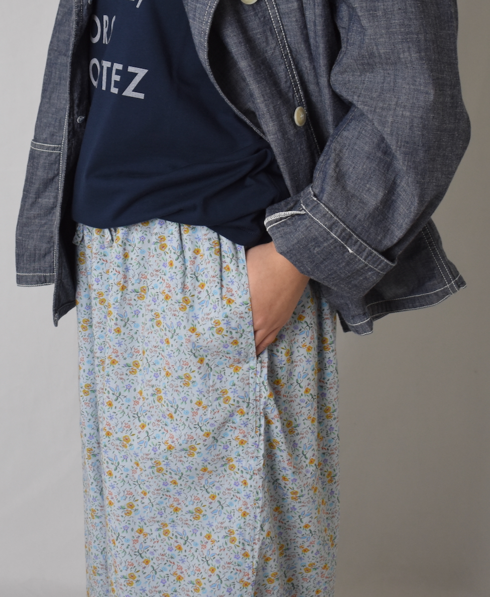 INAM2516FD(パンツ) COTTON FLOWER PRINT GATHERED EASY PANTS WITH LINING