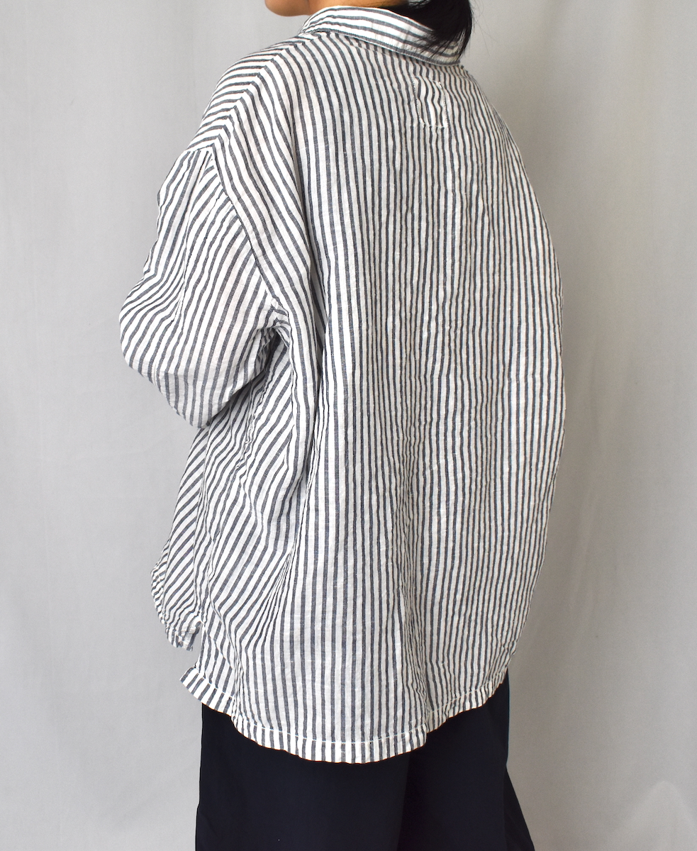 ISNAM2521SD(シャツ) COTTON/LINEN STRIPE OVERDYE SKIPPER SHIRT