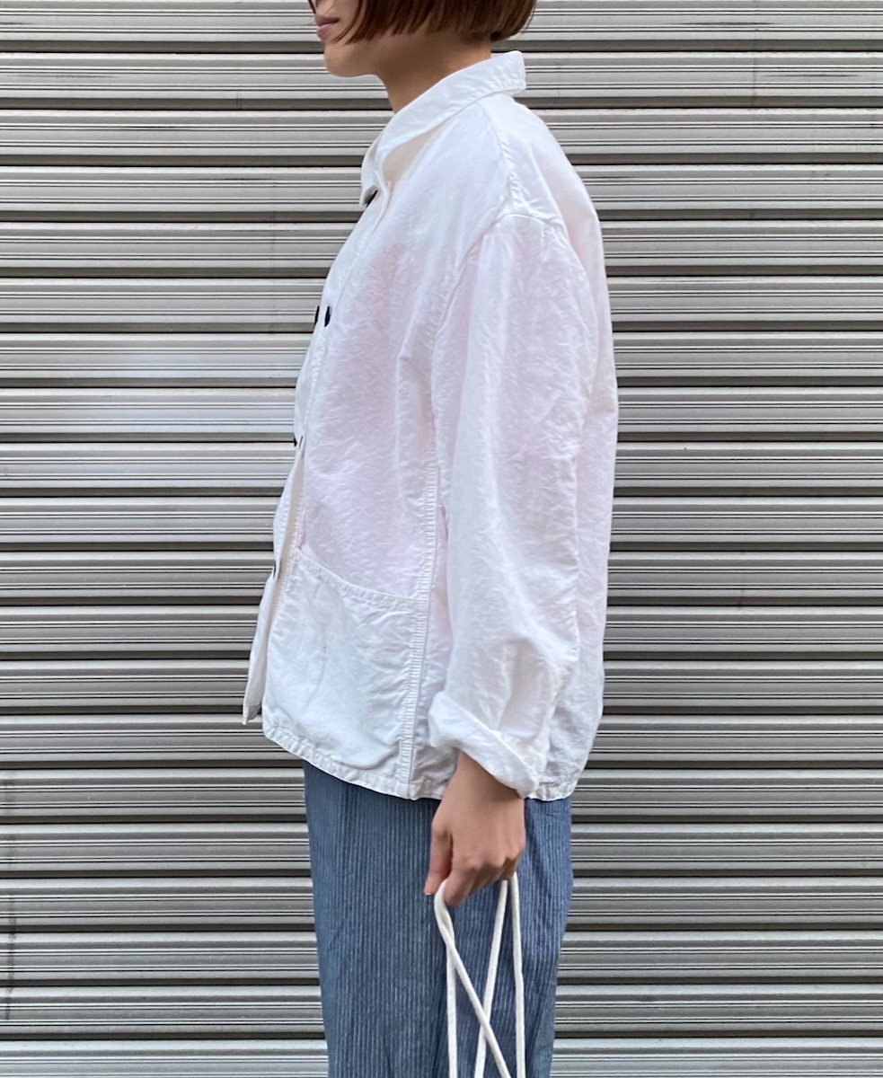 ISNAM2402D(ジャケット) COTTON LINEN OVERDYE ROUND COLLAR DOUBLE JACKET