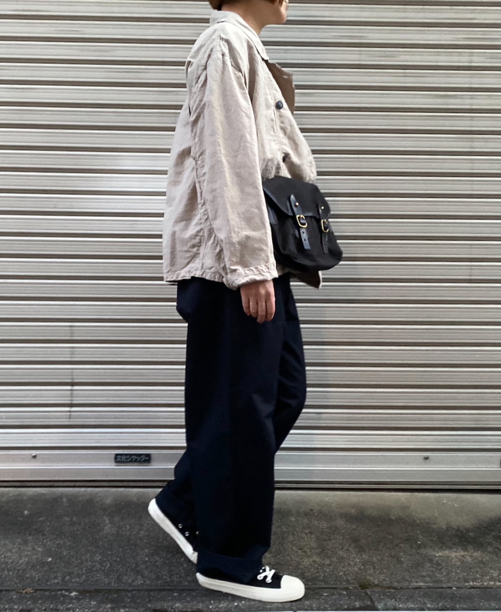 ISNAM2402D(ジャケット) COTTON LINEN OVERDYE ROUND COLLAR DOUBLE JACKET