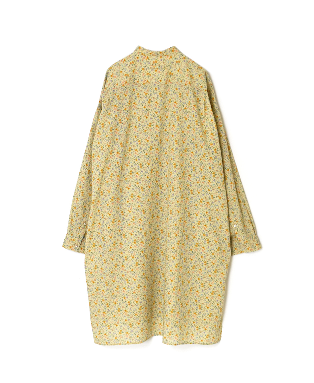 INAM2512FD(シャツ) COTTON FLOWER PRINT UTILITY BANDED COLLAR LONG SHIRT