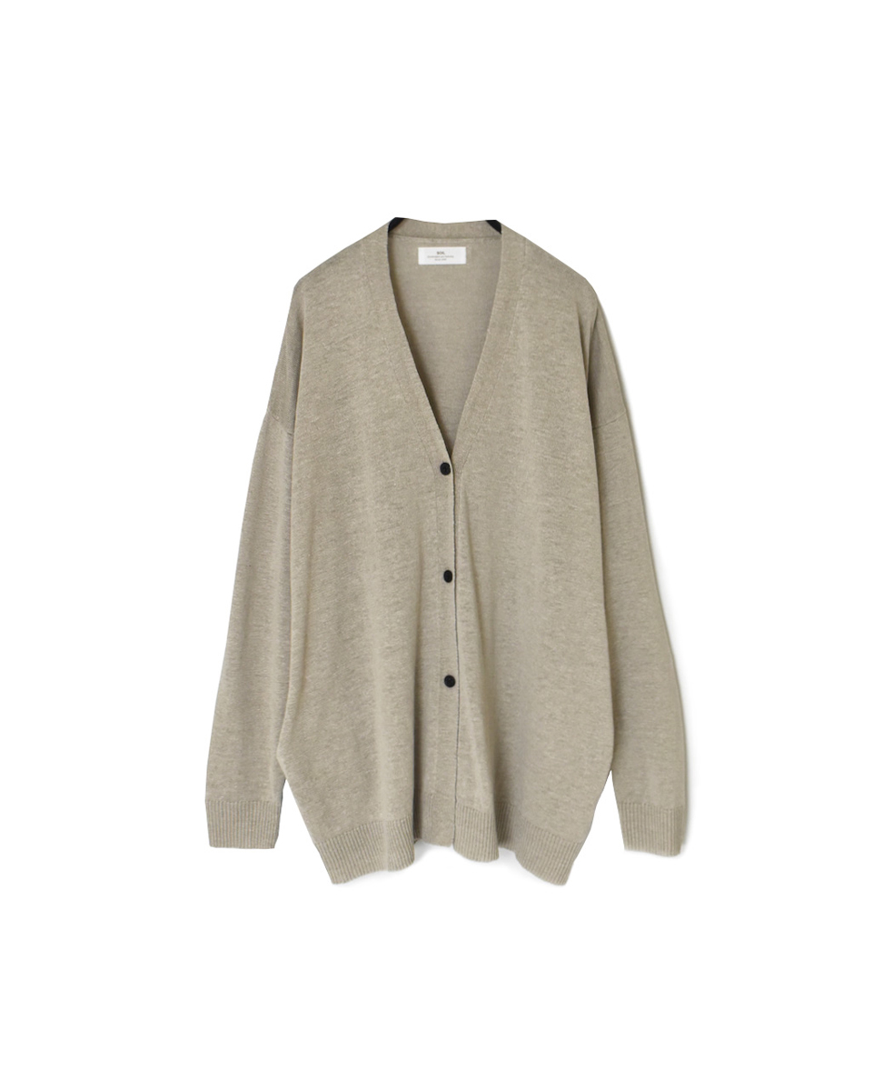 GNSL25023 (ニット) 12GG 1PLY LINEN PLAIN V-NECK CARDIGAN