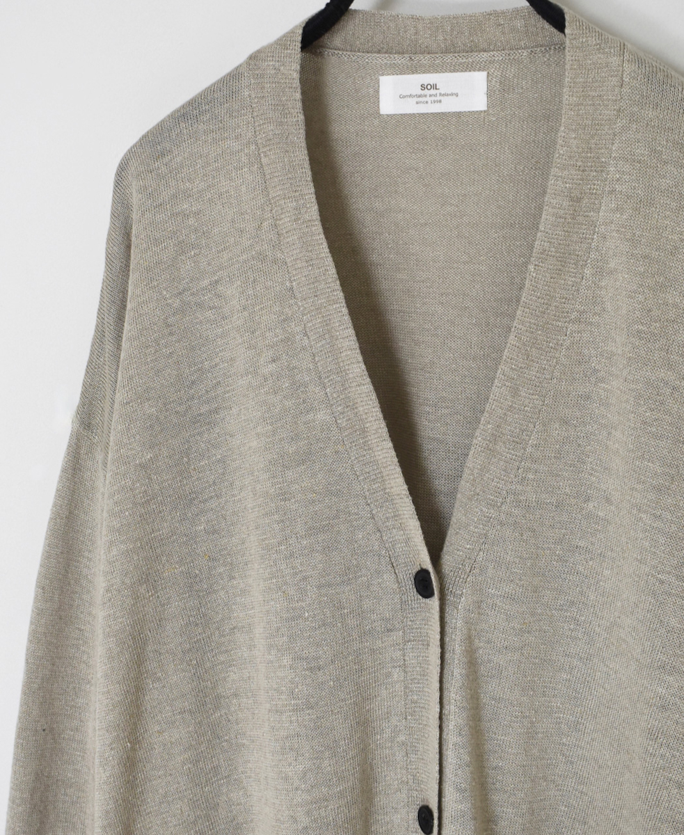 GNSL25023 (ニット) 12GG 1PLY LINEN PLAIN V-NECK CARDIGAN