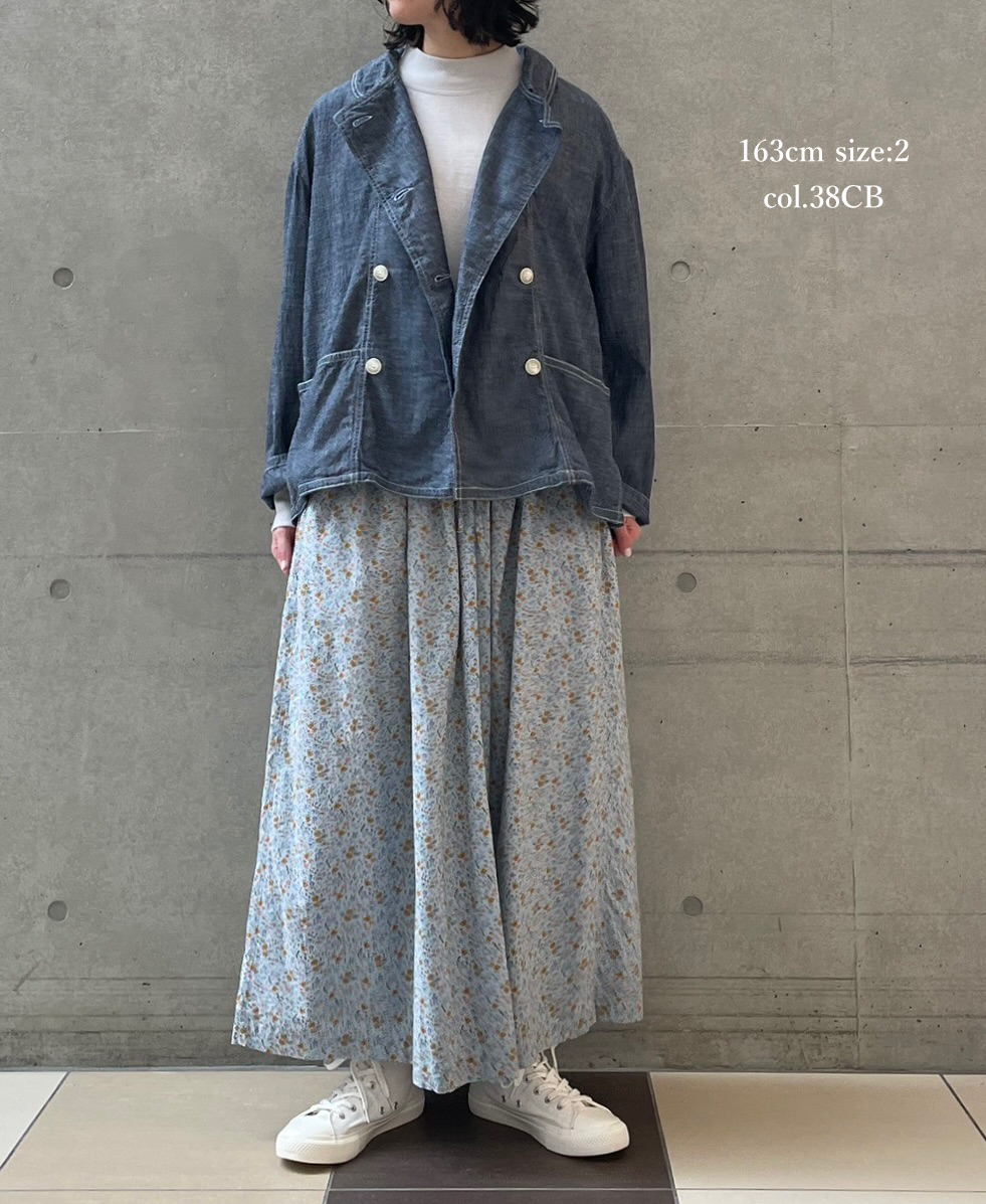 ISNAM2402CB(ジャケット) NAVY CHAMBRAY ROUND COLLAR DOUBLE JACKET