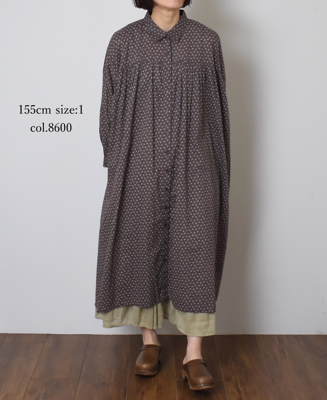 NSL25103(ワンピース) 80s COTTON VOILE SMALL FLOWER PRINT GATHERED SHIRT DRESS