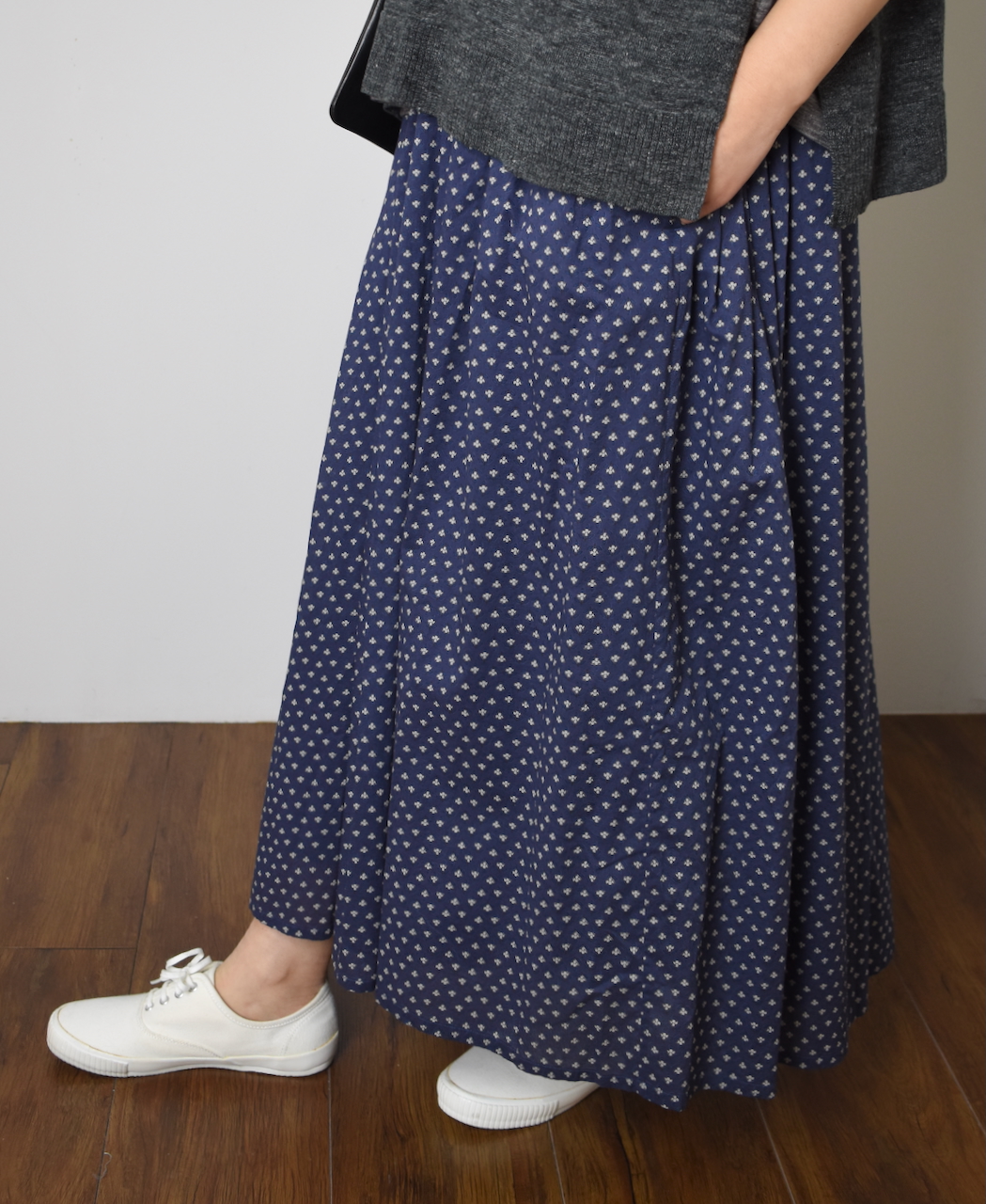 NSL25105(スカート) 80s COTTON VOILE SMALL FLOWER PRINT GATHERED SKIRT